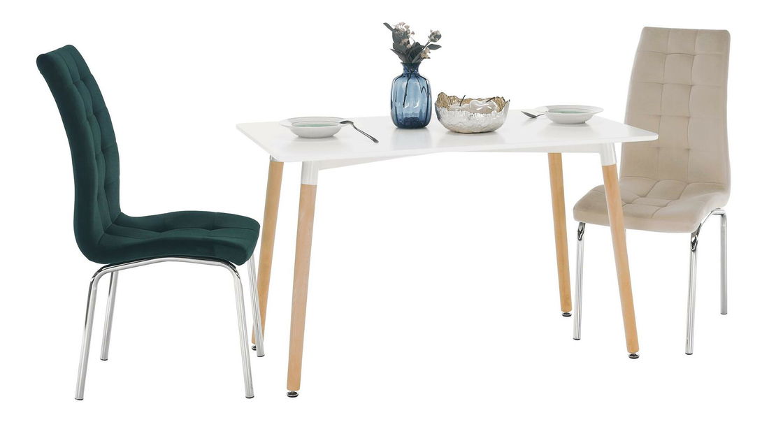 Jídelní stůl Dirrax 5 (bílá matná + buk) (pro 2 osoby)