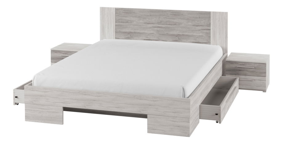 Manželská postel 180 cm Verwood Typ 82 (s nočními stolky) (canyon světlá + tmavá)