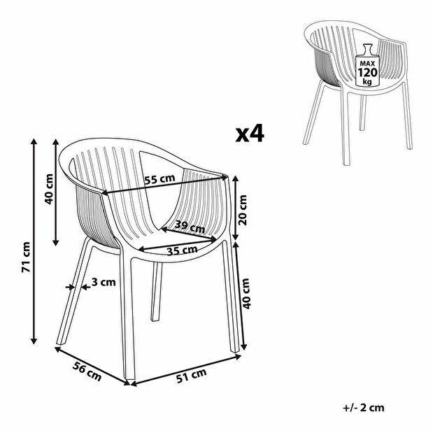 Set 4 ks zahradních židlí Napza (bílá)