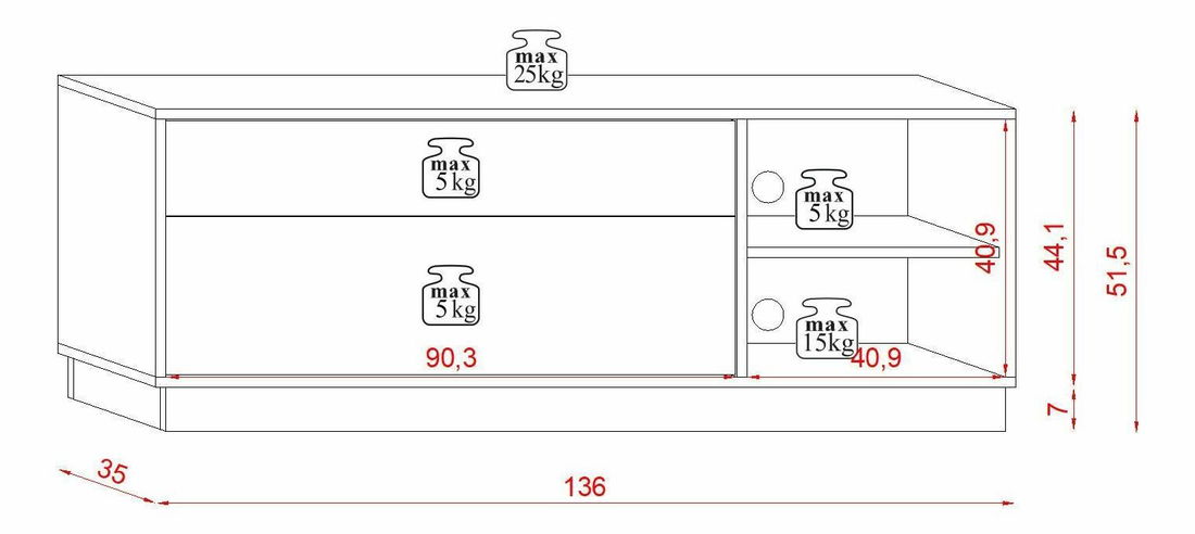 TV stolek/skříňka Freja 2 (bílá)