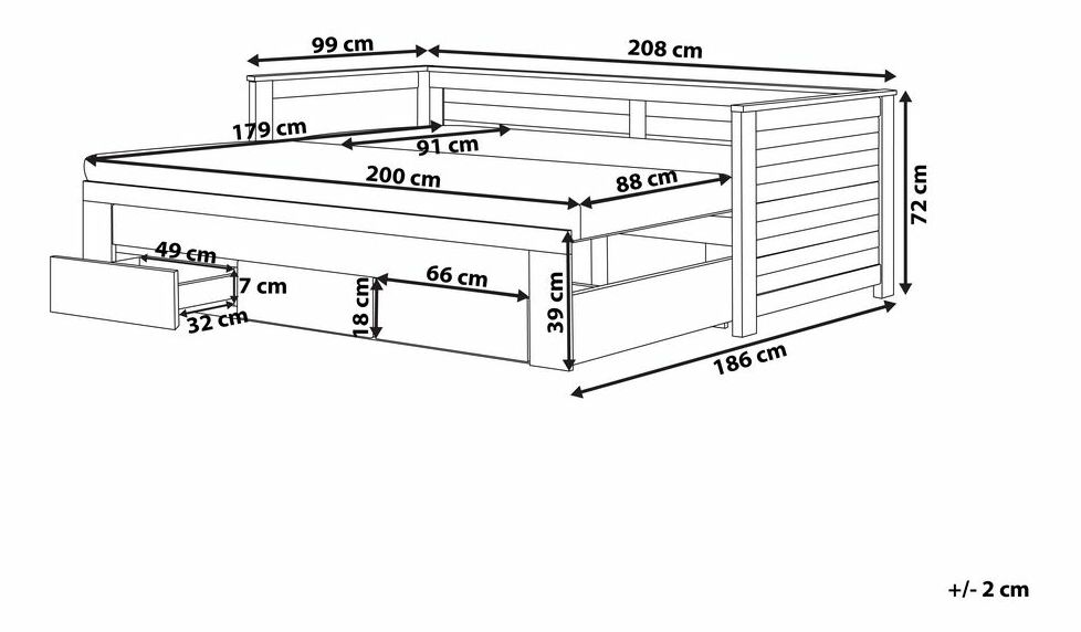 Rozkládací postel 91 cm CAJUN (s roštem) (bílá)