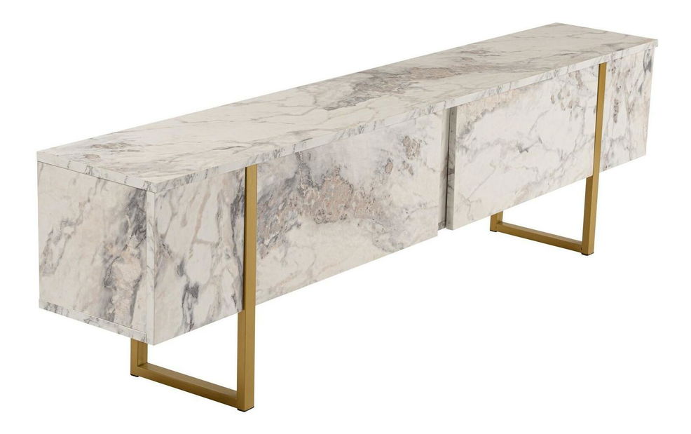 TV skříňka Seronitta (Mramor + zlatá)