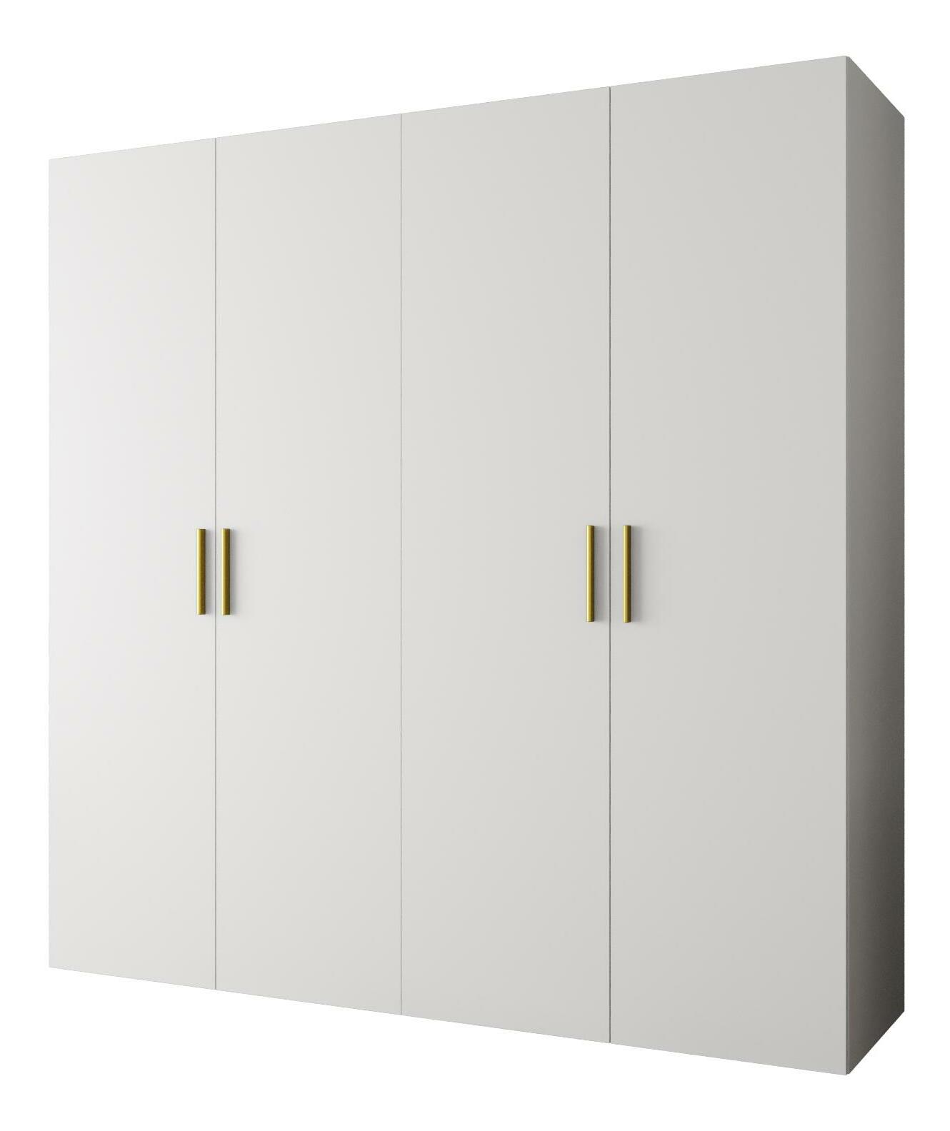 Šatní skříň 200 cm Borry 1 (bílá + zlatá)
