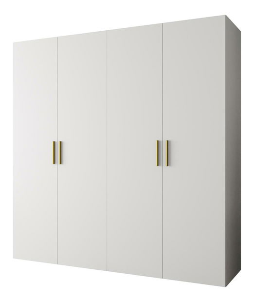 Šatní skříň 200 cm Borry 1 (bílá + zlatá)