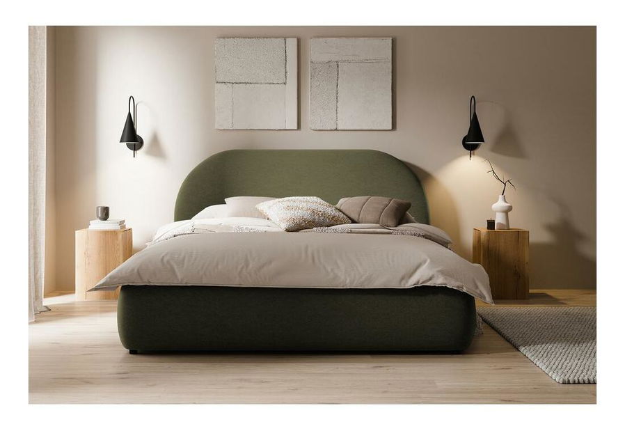 Manželská postel 140 cm Olivo P (s roštem) (s úl. prostorem) (zelená + černá)