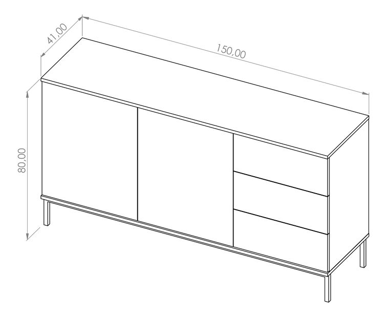 Komoda Quebec K2D3SZ (černá matná)