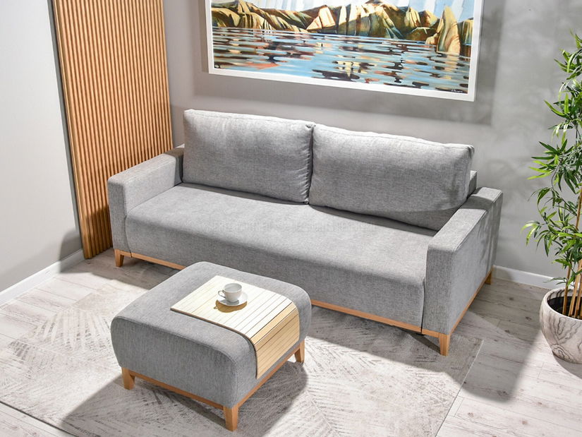 Pohovka dvousedačka Salida (šedá + dub)