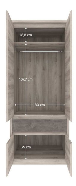 Skříň Jess new 13 (kaštan nairobi + onyx)