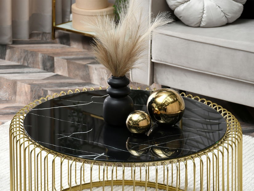 Konferenční stolek Nils (mramor + zlatá)