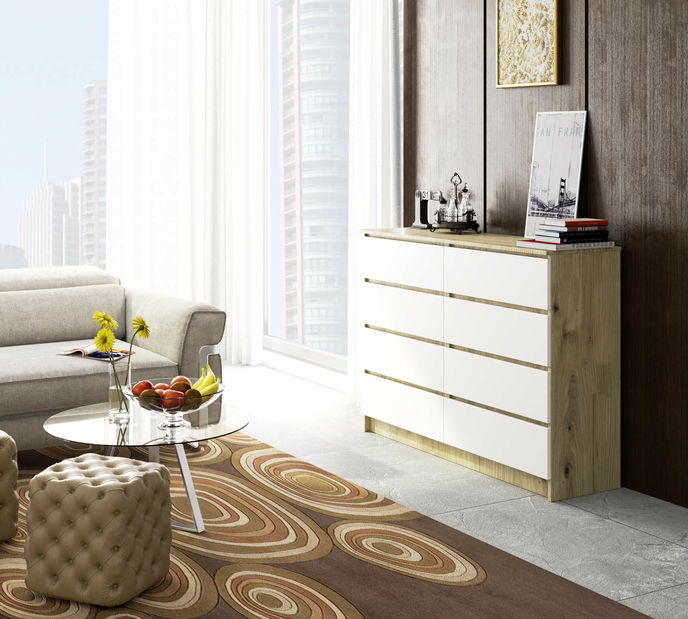 Komoda Keanu III (dub artisan + bílá)