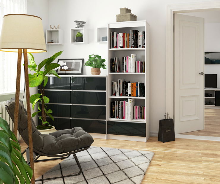 Regál Radha (bílá + grafit lesk )