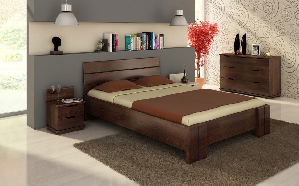 Manželská postel 200 cm Naturlig Tosen High BC (borovice)