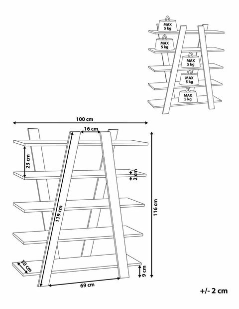 Regál Eneabba 5P (tmavé dřevo)