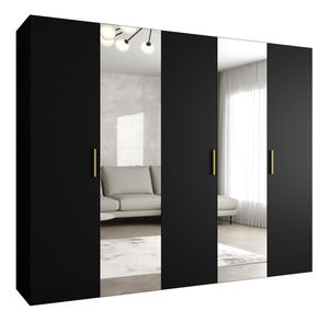 Šatní skříň 250 cm Borry 2 (černá + zlatá)