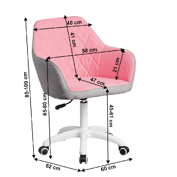 Kancelářská židle Senta (růžová + šedá)