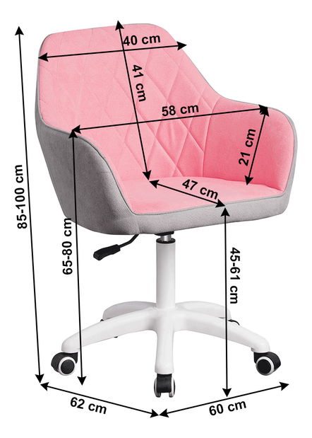 Kancelářská židle Senta (růžová + šedá)