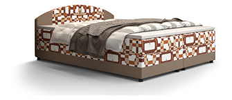 Manželská postel Boxspring 140 cm Orlando Comfort (vzor + světle hnědá) (s matrací a úložným prostorem)