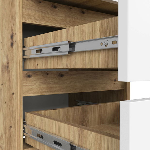 Noční stolek Contragolpe (dub artisan + bílá)