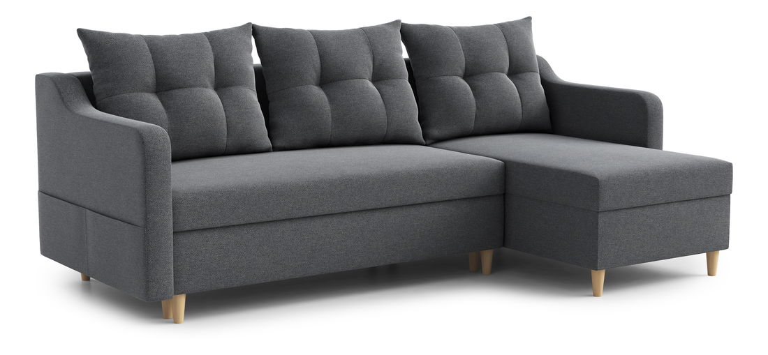 Rohová sedací souprava Lou (P) (tmavě šedá)
