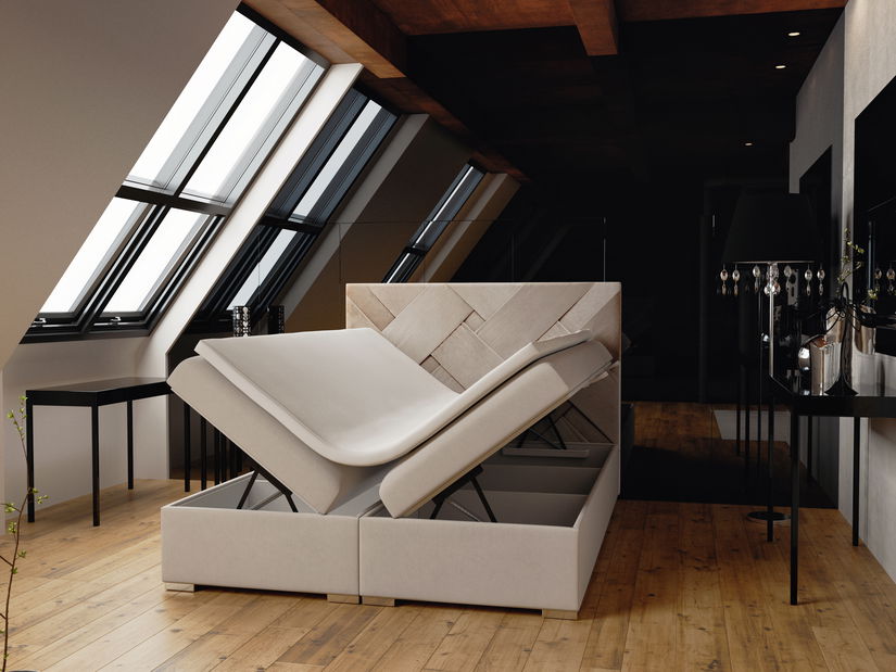 Boxspring postel 160 cm Melo (černá ekokůže) (s úložným prostorem)