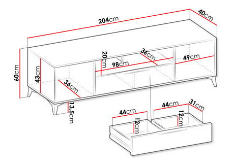 TV skříňka/stolek Semprum 2D1SZ (písková béžová)