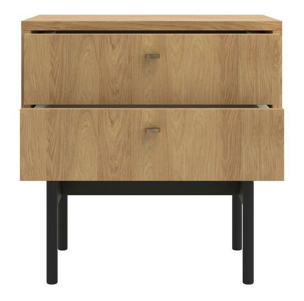 Noční stolek Oscar O3 (přírodní hikor + černá)