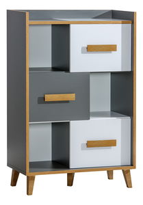 Regál typ W5 Wendy (antracitová + bílá + dub wotan)