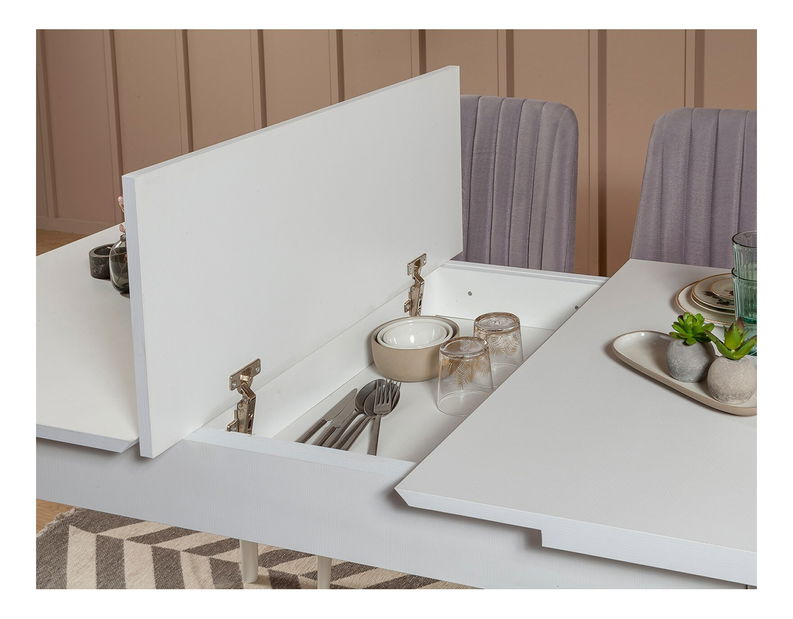 Jídelní set Vlasta 1 (bílá + šedá) (pro 4 osoby)