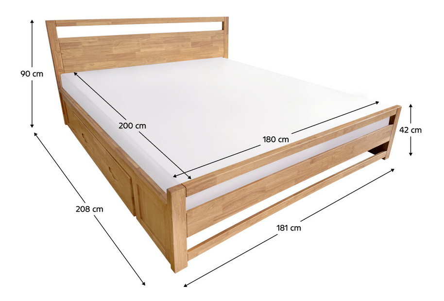 Manželská postel 180 cm Senalan (přírodní) (s roštem) (s úl. prostorem)