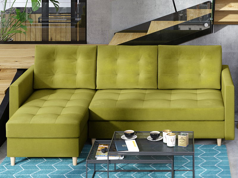 Rohová sedací souprava Divas (L) (limetková)