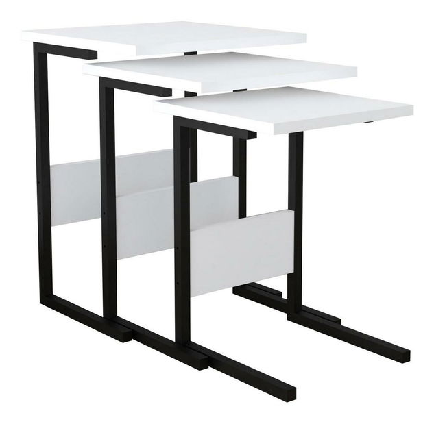 Set 3ks. konferenčních stolků Bameni (černá + bílá)