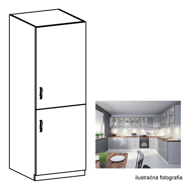 Potravinová kuchyňská skříňka D60R Lanaya (bílá + šedá matná) (L)
