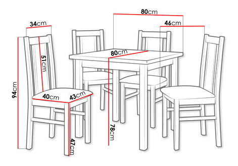 Jídelní set (pro 4 osoby) Arnold AL27 (bílá + šedá)