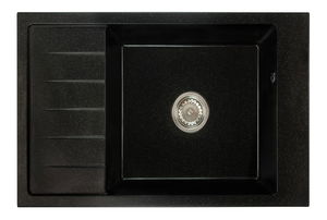 Kuchyňský dřez Lurano (černá + textura) (bez otvoru pro baterii) (L)
