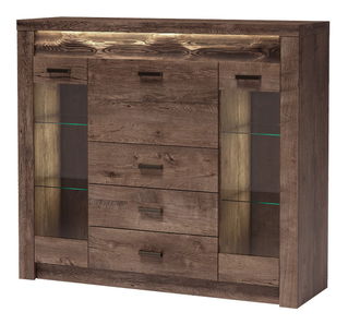 Vitrína Indie 08 (s LED osvětlením) (jasan tmavý)