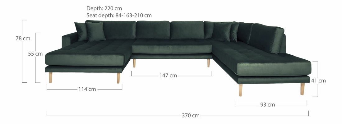 Rohová sedací souprava ve tvaru U (L) Lvaveriaora U (tmavě zelená)
