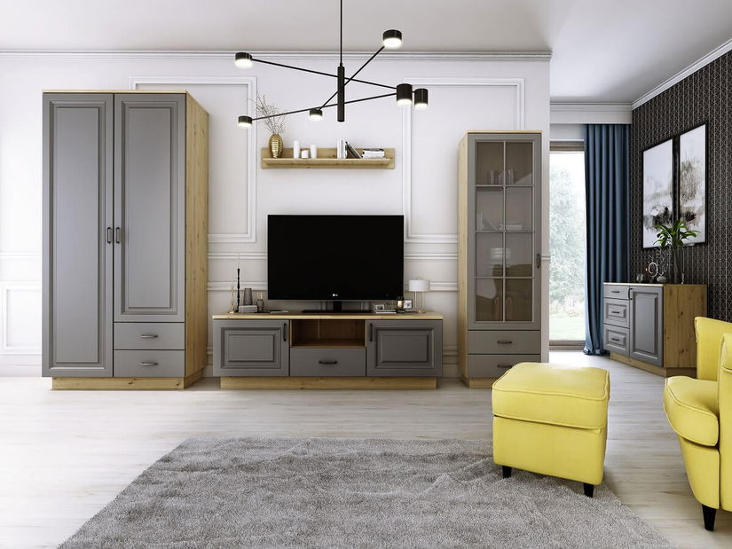 Šatní skříň Flaminia 3D2S (dub artisan + grafit)