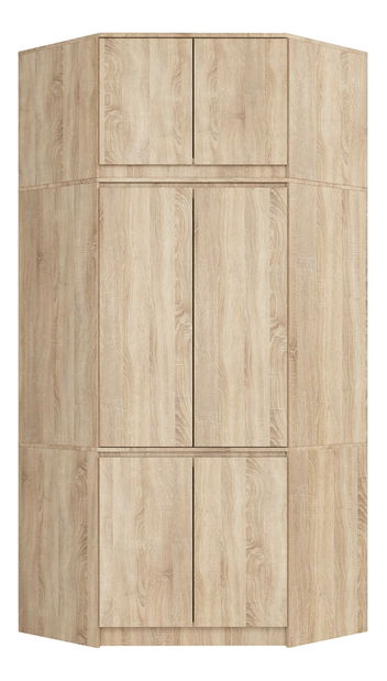 Rohová šatní skříň (s nástavbou) Sentirse (dub sonoma)