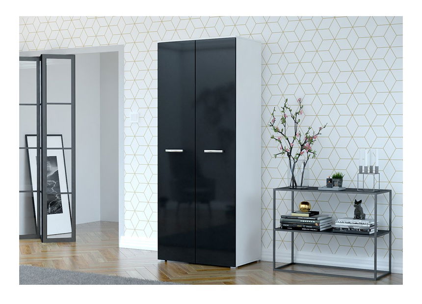 Šatní skříň Frarune (černá + bílá)
