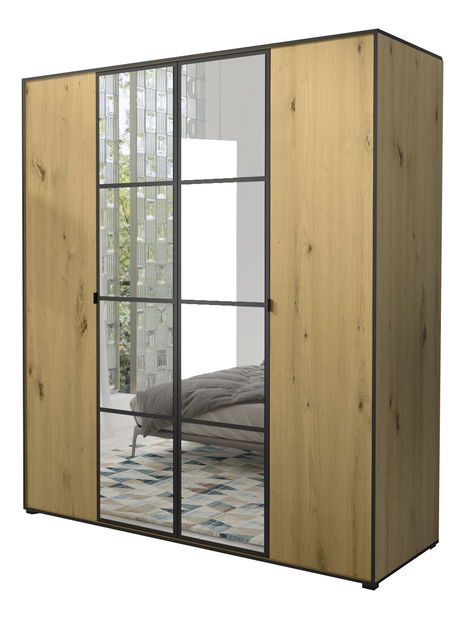 Šatní skříň 180 cm Oklahoma 1 (dub artisan + černá)