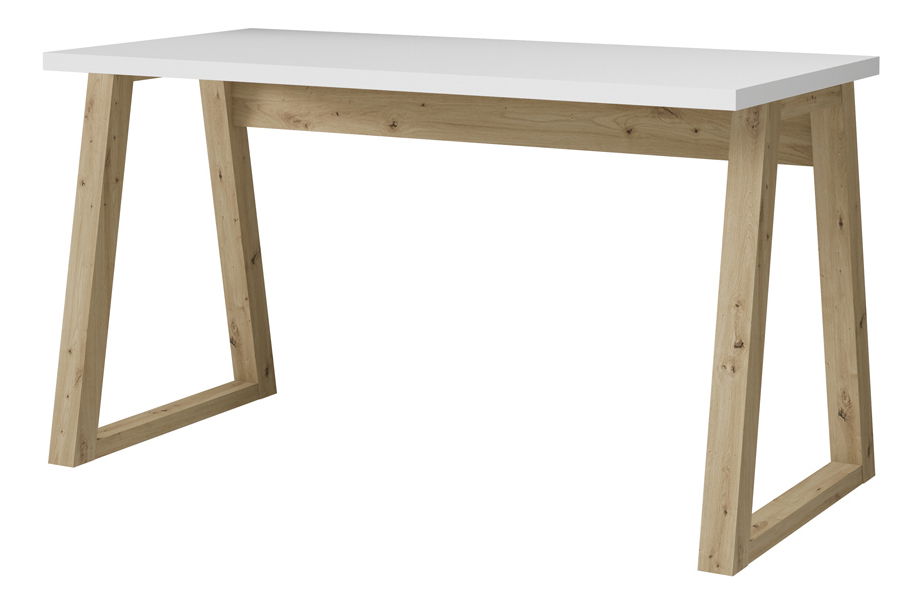 PC stolek Ian (bílá + dub artisan)