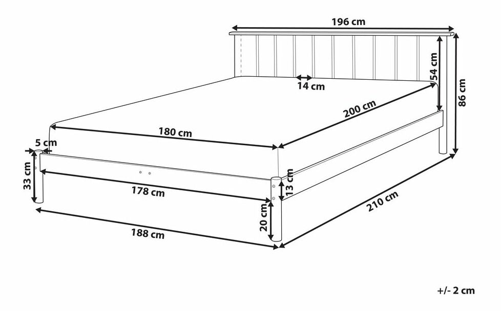 Manželská postel 180 cm Barza (světlé dřevo)