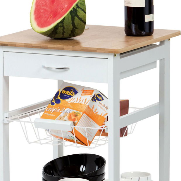 Servírovací stolek Dulcemente 2 (bambus + bílá matná)