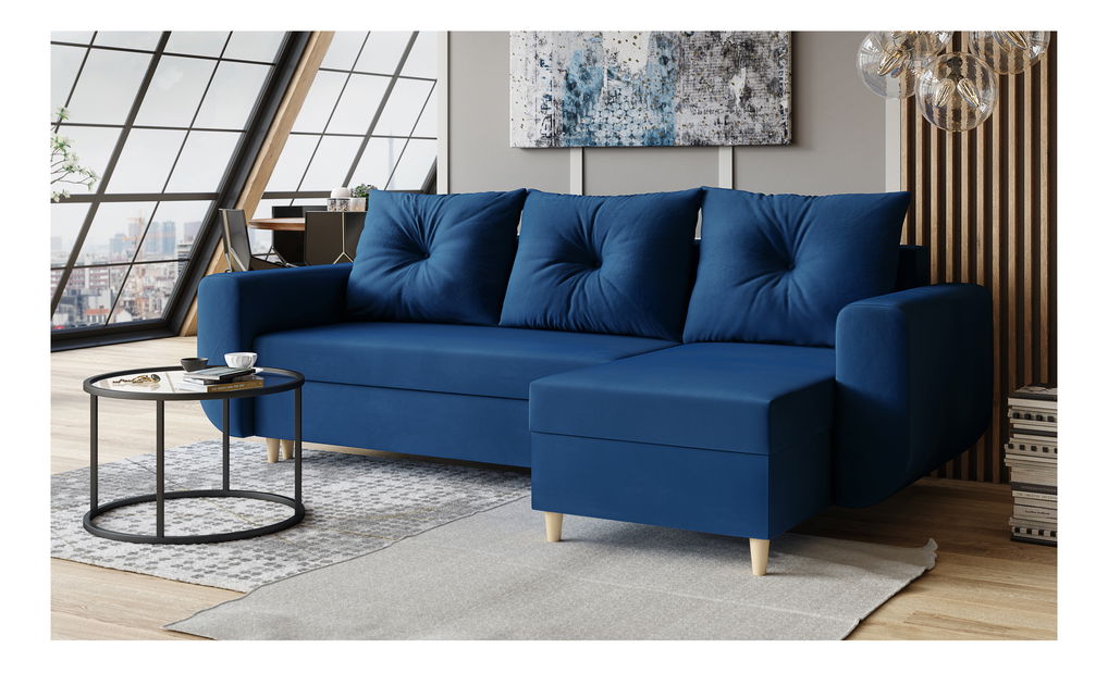  Rohová sedací souprava Eugenie (L) (tmavě modrá)