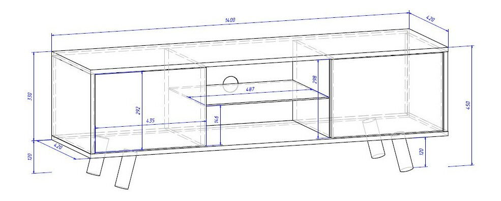 TV stolek/skříňka Santos 1 (černý lesk + černá matná)