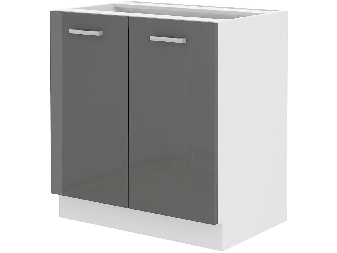 Dolní kuchyňská skříňka Saria 80 D 2F BB (Korpus: lesk šedý + Front: bílá)