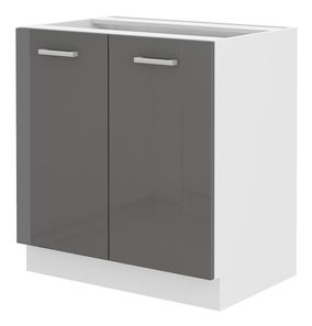 Dolní kuchyňská skříňka Saria 80 D 2F BB (Korpus: lesk šedý + Front: bílá)