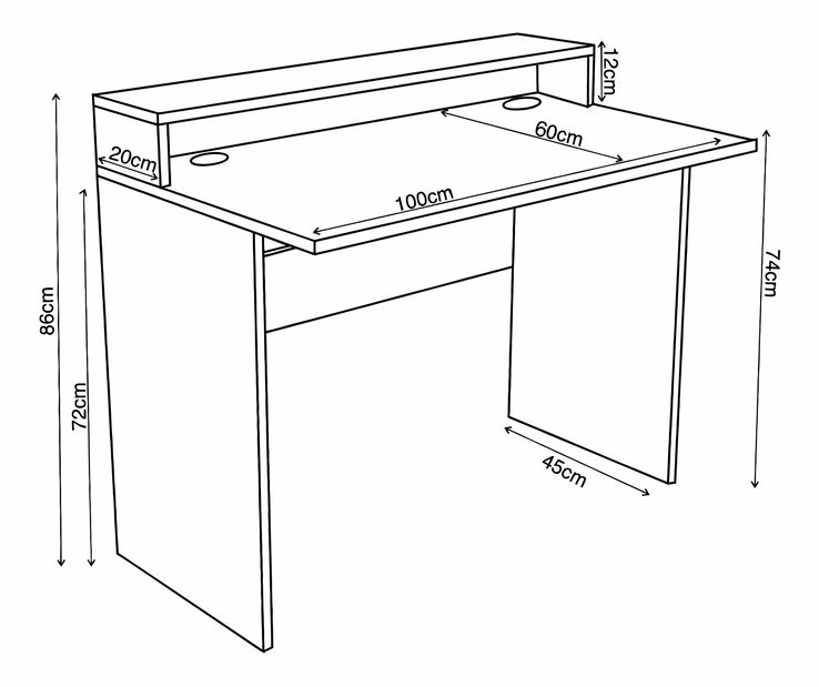 Herní pc stůl Adapt (černá + červená) (s RGB LED osvětlením)