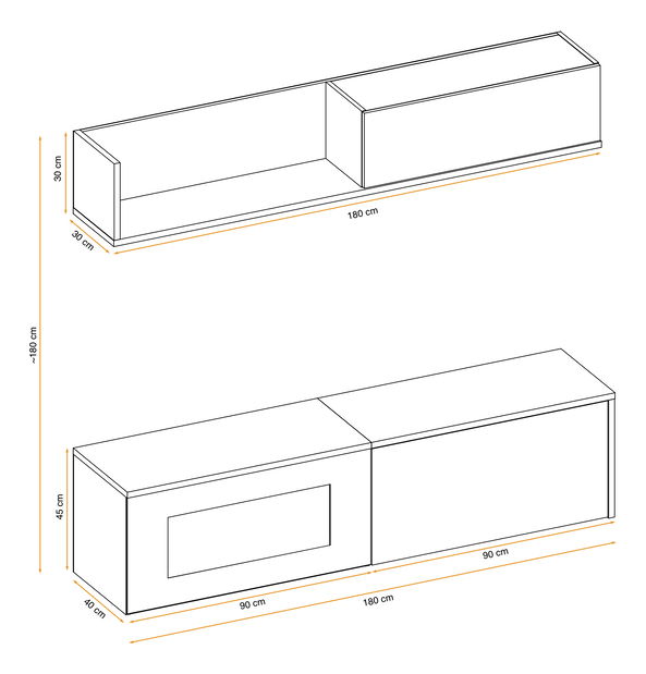Obývací stěna s elektrickým krbem Donberry E (antracit + dub flagstaff)