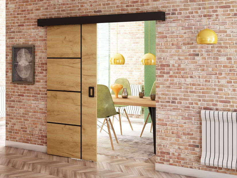 Posuvné dveře 90 cm Bethany V (craft zlatý + černá matná)